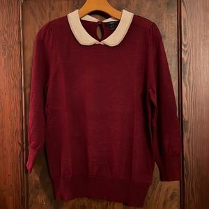 Peter Pan collared red knit sweater